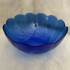Vintage Arcoroc France Cobalt Blue Bowl